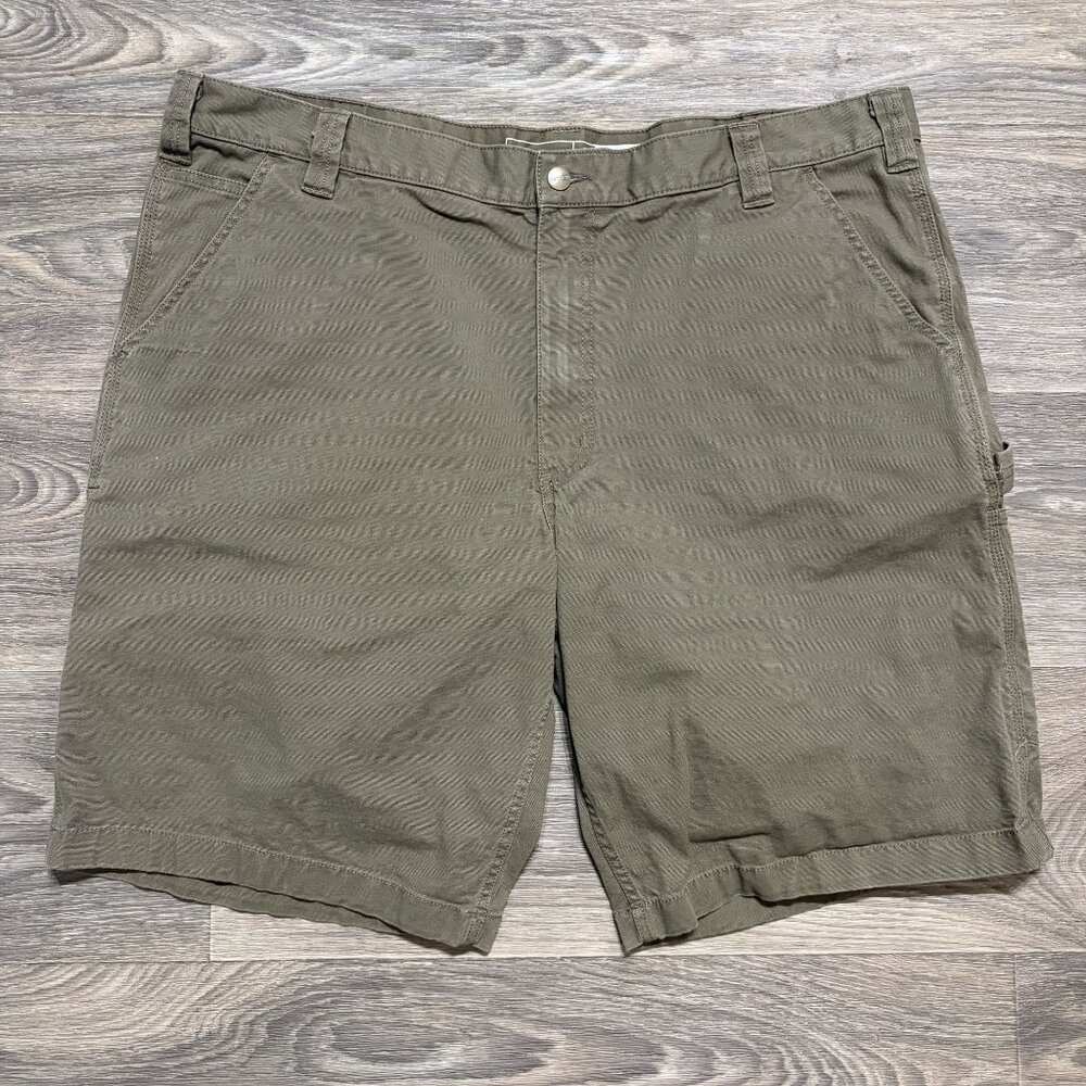 Carhartt Mens 42 Relaxed 11" Rigby Dungaree Shorts Green Khaki